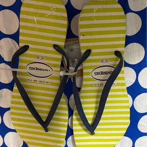 Havaianas Flip Flops Striped Green White Women’s 9 10 EU 41 42